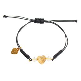 AURA  Black Macramé Bracelet with Gold Coloured Crystals
