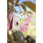 DUAL bőr kulcstartó kristályos részlettel - fehér bőrből