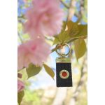 DUAL bőr kulcstartó kristályos részlettel - fekete bőrből