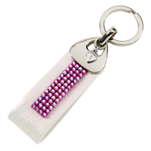 PRISM bőr kulcstartó kristályos felülettel - fehér