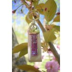 PRISM bőr kulcstartó kristályos felülettel - fehér