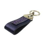 PRISM bőr kulcstartó kristályos felülettel - sötétkék