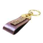 PRISM Leather Keychain with Crystal Surface - Purple