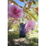 PRISM Leather Keychain with Crystal Surface - Purple