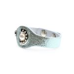 Blue Leather Bracelet with Pearl