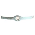 Blue Leather Bracelet with Pearl