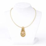 Gold Leather Necklace with Pearl