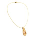 Gold Leather Necklace with Pearl