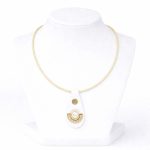 White Leather Necklace with Pearl