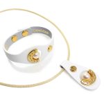 White Leather Necklace with Pearl