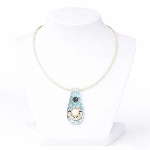 Mare - Kék színű bőr és gyöngy nyaklánc 