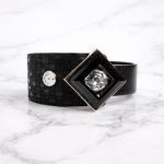 MIAMI - Black Leather Bracelet with Crystal