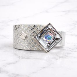 MIAMI - Silver Leather Bracelet with Crystal