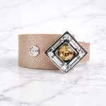 MIAMI - Gold Leather Bracelet with Crystal