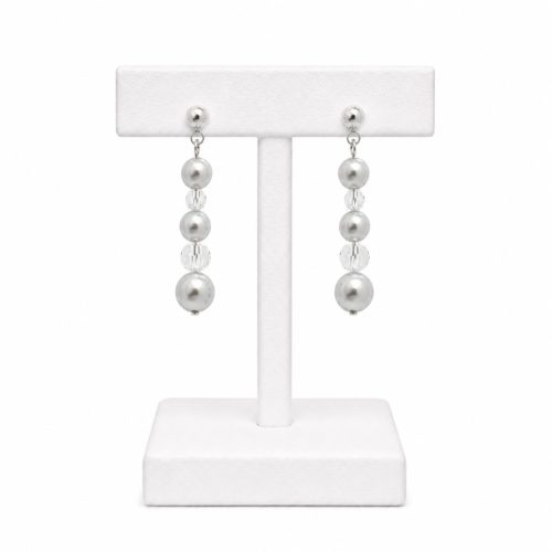 SIREN Earrings with Pearls and Crystals, Silver Coloured