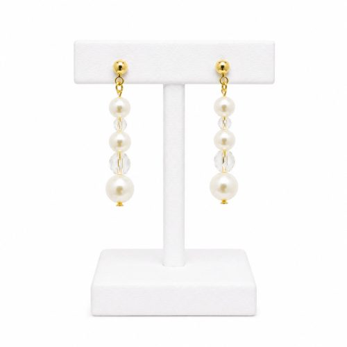 SIREN Earrings with Pearls and Crystals, Gold Coloured