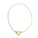 SIREN nyaklánc gyöngyökkel és kristályokkal, arany színben