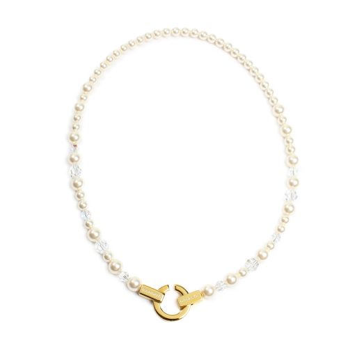 SIREN nyaklánc gyöngyökkel és kristályokkal, arany színben