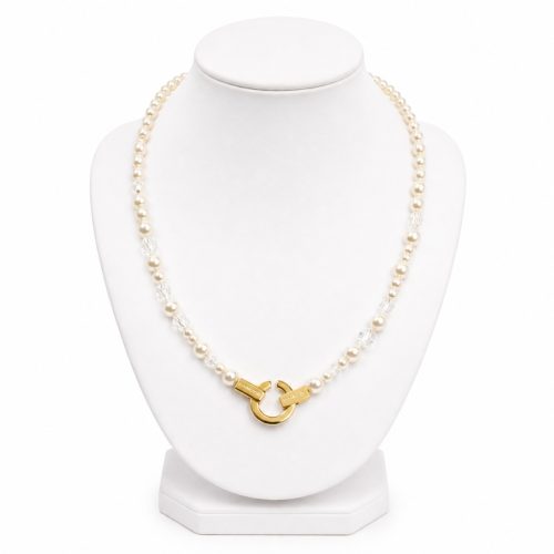 SIREN Necklace with Pearls and Crystals Gold