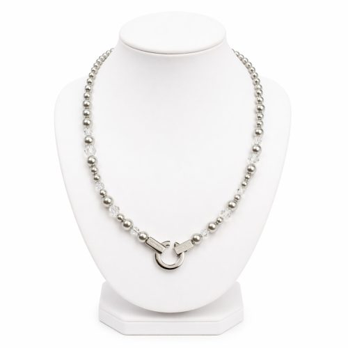 SIREN Necklace with Pearls and Crystals Silver