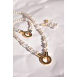 SIREN nyaklánc gyöngyökkel és kristályokkal, arany színben