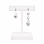 SIREN Asymmetrical Earrings with Pearls and Crystals, Silver Coloured