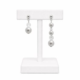  SIREN Asymmetrical Earrings with Pearls and Crystals, Silver Coloured