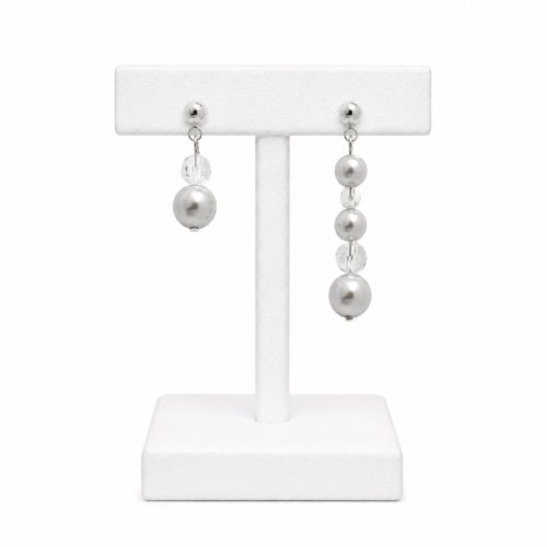 SIREN Asymmetrical Earrings with Pearls and Crystals, Silver Coloured