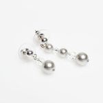 SIREN Asymmetrical Earrings with Pearls and Crystals, Silver Coloured