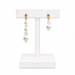   SIREN Asymmetrical Earrings with Pearls and Crystals, Gold Coloured