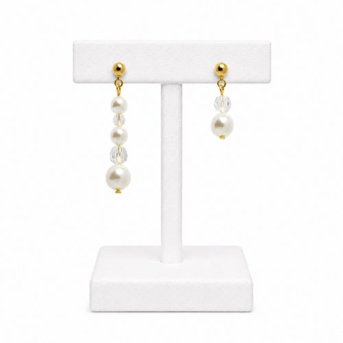 SIREN Asymmetrical Earrings with Pearls and Crystals, Gold Coloured