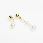 SIREN Asymmetrical Earrings with Pearls and Crystals, Gold Coloured