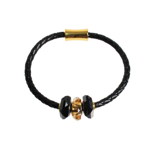 Beluga - Leather Bracelet Crystals - Black