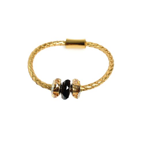 Beluga - Leather Bracelet Crystals - Gold