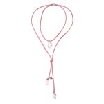 SILK Pink Satin Necklace with Crystals