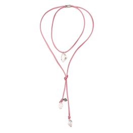 SILK Pink Satin Necklace with Crystals