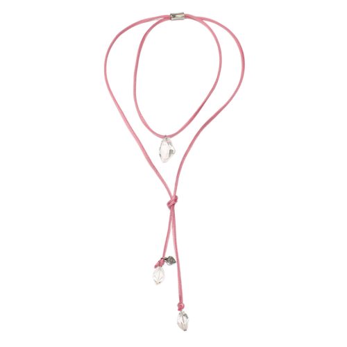 SILK Pink Satin Necklace with Crystals