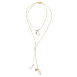 SILK Cream Satin Necklace with Crystals