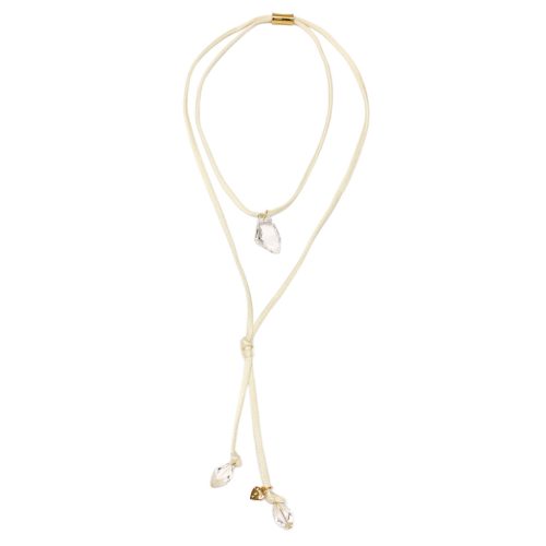 SILK Cream Satin Necklace with Crystals