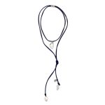 SILK Dark Blue Satin Necklace with Crystals