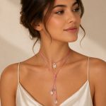SILK Pink Satin Necklace with Crystals