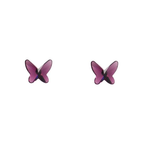 BUTTERFLY Purple Crystal Stud Earrings (Large)