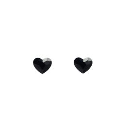 LOVE Black Crystal Heart Stud Earrings