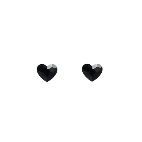 LOVE Black Crystal Heart Stud Earrings