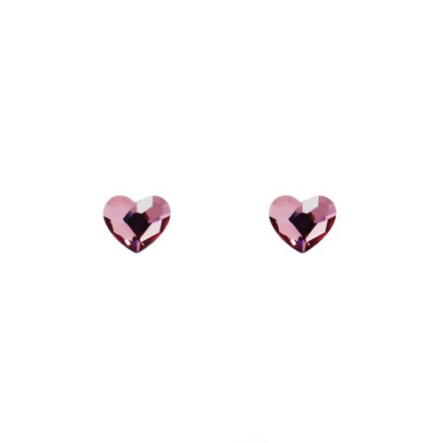 LOVE Pale Pink Crystal Heart Stud Earrings