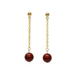 Pearl Chain Earrings - Burgundy