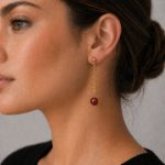 Pearl Chain Earrings - Burgundy