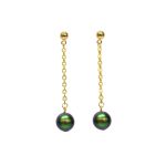 Pearl Chain Earrings - Irridescent Green