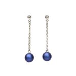 Pearl Chain Earrings - Blue