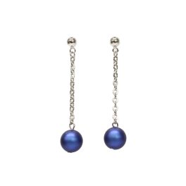 Pearl Chain Earrings - Blue